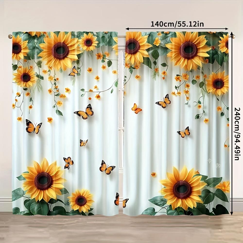 TEMU 2pz Tende con Stampa di & - Design Vivace su , Tessuto in Poliestere per , per per Facile Appendimento, Solo Lavaggio a , Versatili per Cucina