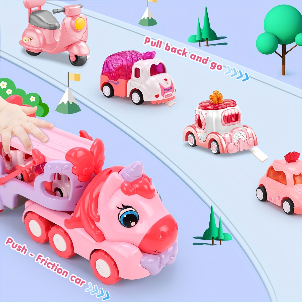 in carrier truck car toys girls toddlers age unicorn Temu