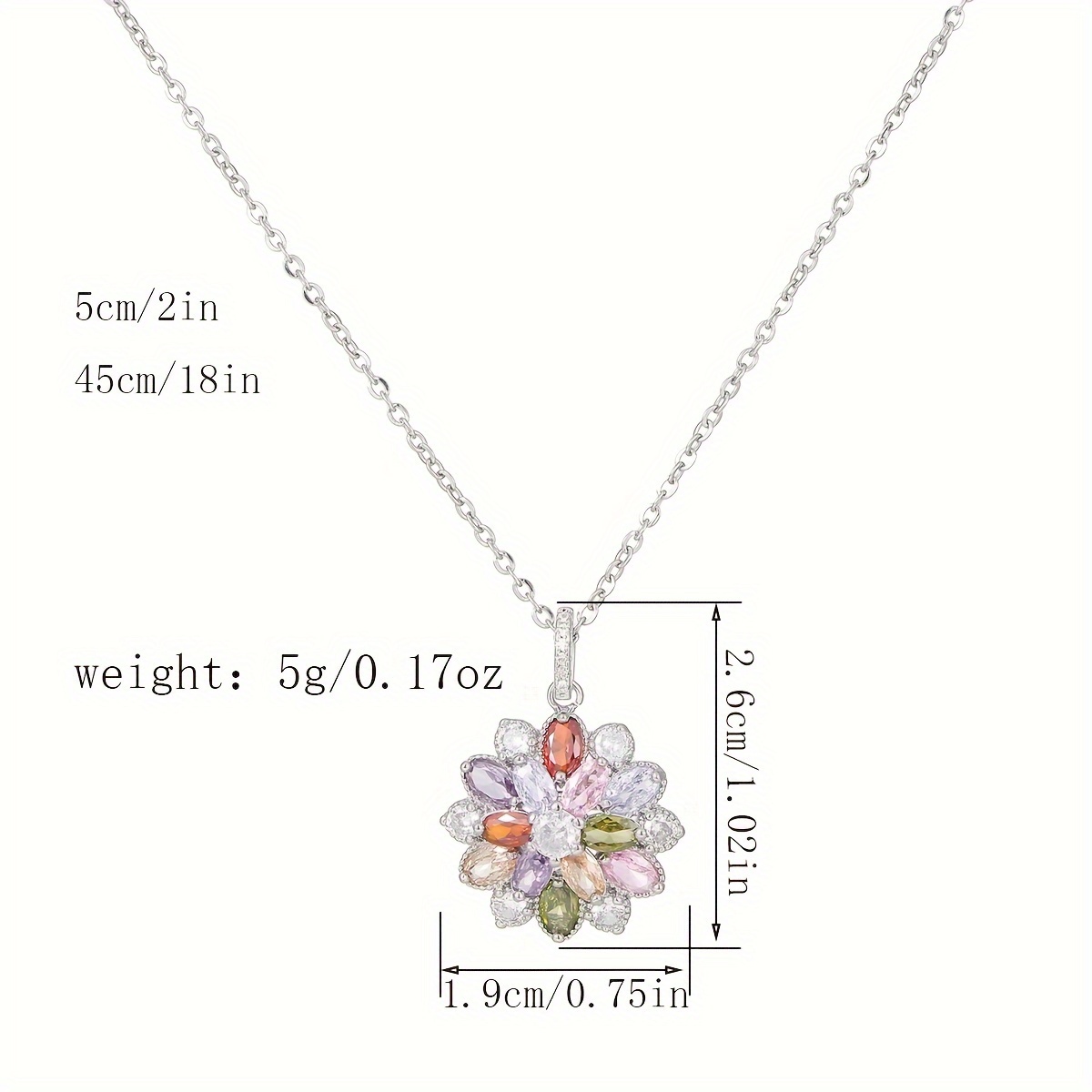 Multicolor Necklace with Light Luxury Zirconia Pendant