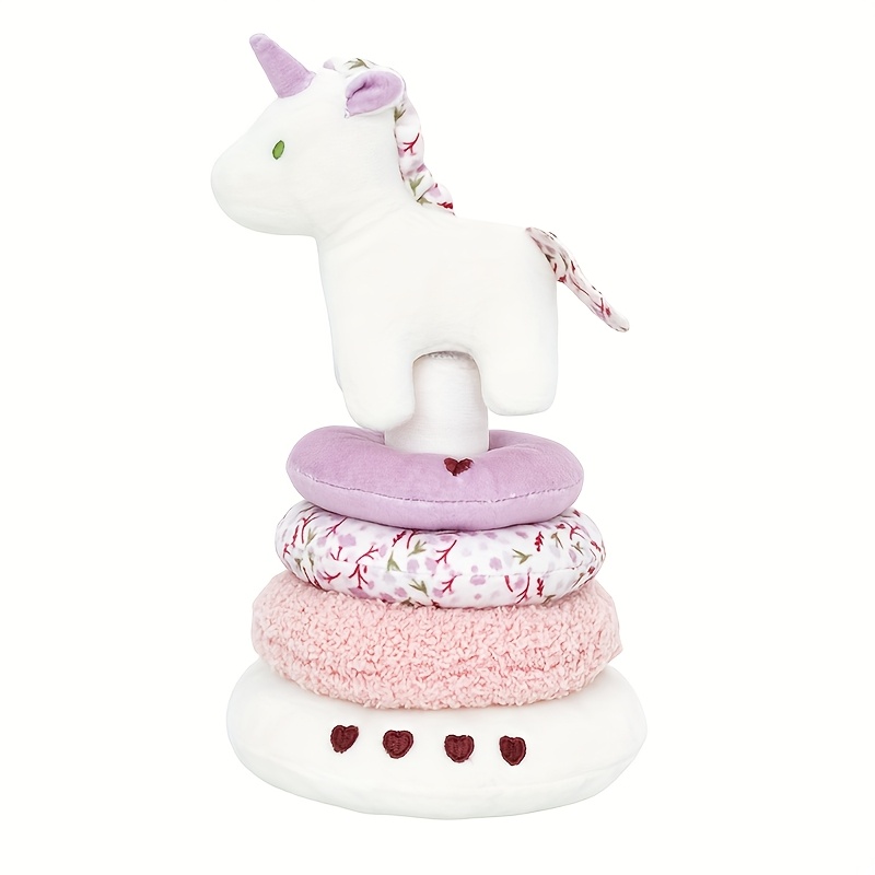 Image of Baby Stacking Plush Ring Toy Infant Soft Textured Stuffed Blocks Toy Baby's Suitable For Stroller And Crib Boy And Girl Stacker Set Christmas Gift