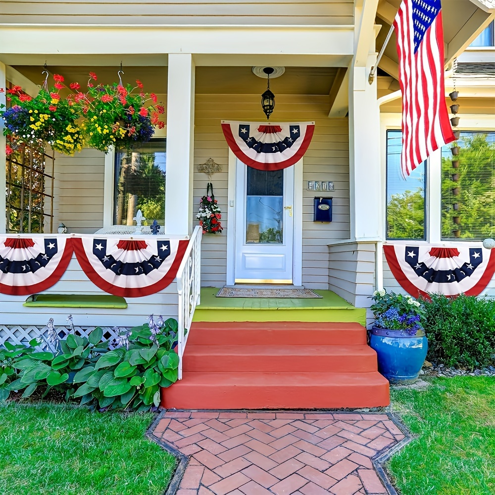 

2 Pack Usa Pleated Fan Flag, American Flag Bunting Patriotic Half Fan Bunting Flag, Bunting Flags Indoor Outdoor For 4th Of