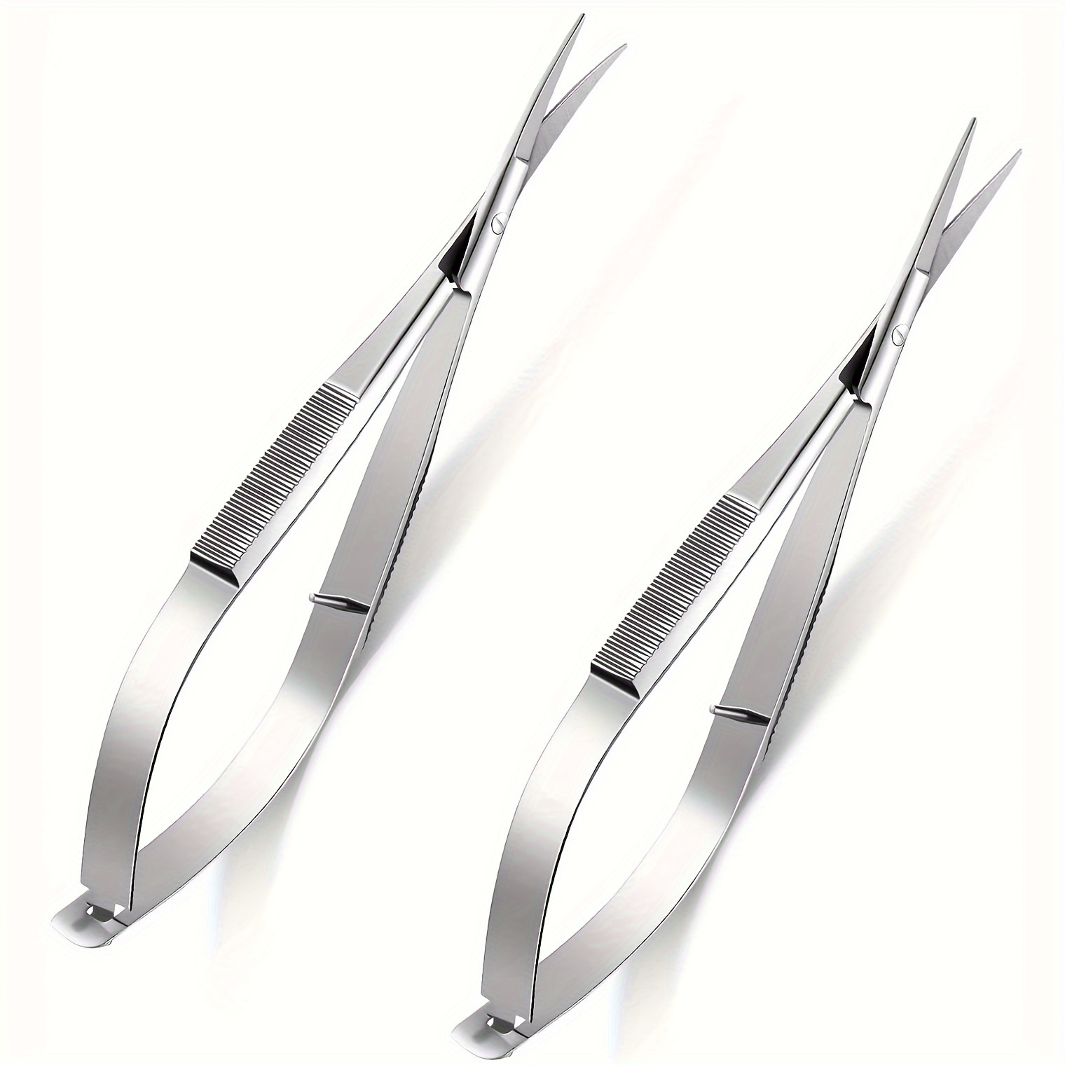 

Stainless Steel Eyebrow Scissors With Curved Tip, Ambidextrous Spring Action Design For Precision Trimming And Craft Embroidery - Unscented Dual-purpose Scissor