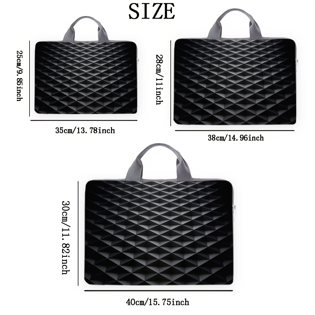 Cute Printed Notebook Computer Bag, Dark Geometric Design