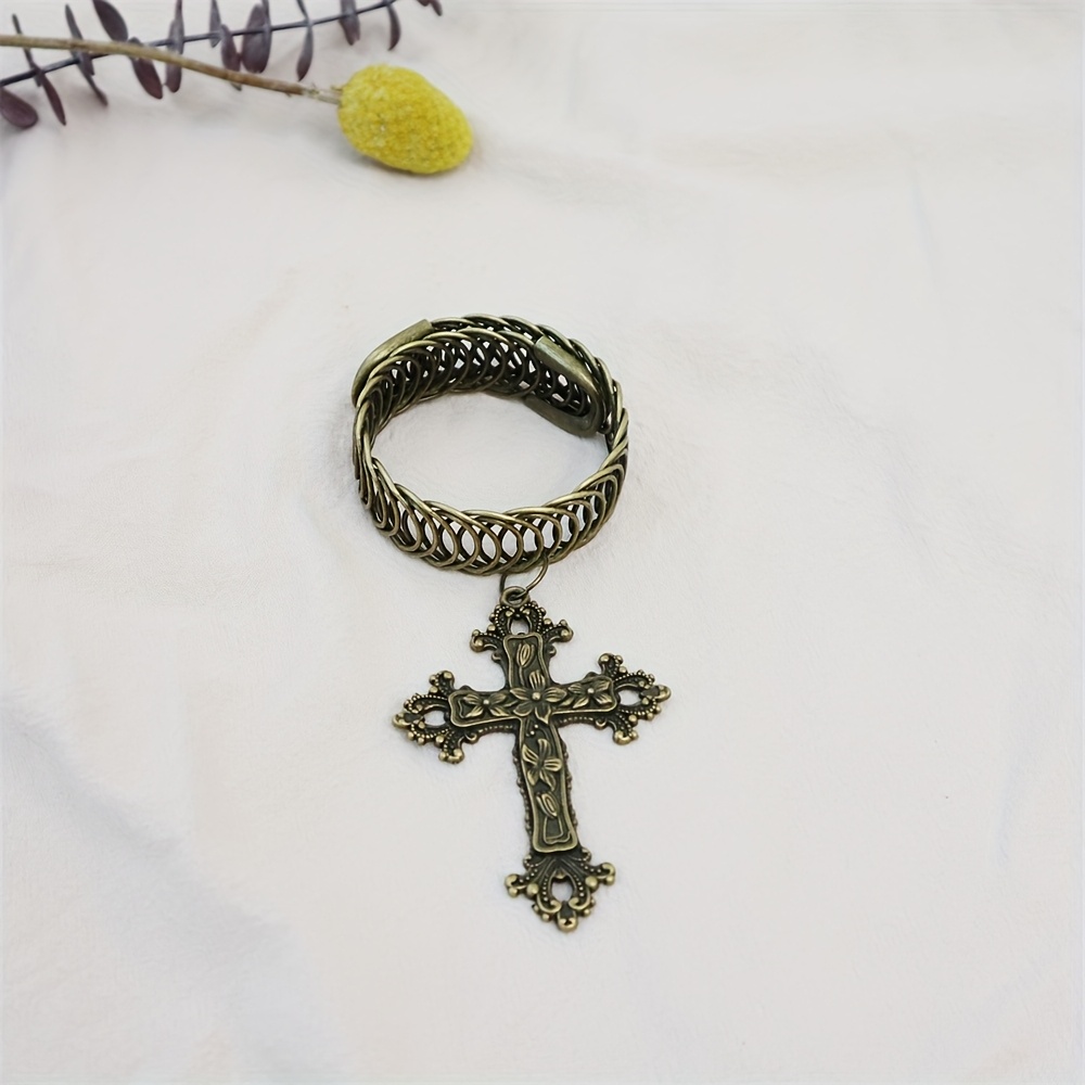 Image of 1pc Vintage Cross Metal Curtain Tieback, Suitable For Living Room, Bedroom, Study, And Home Decor