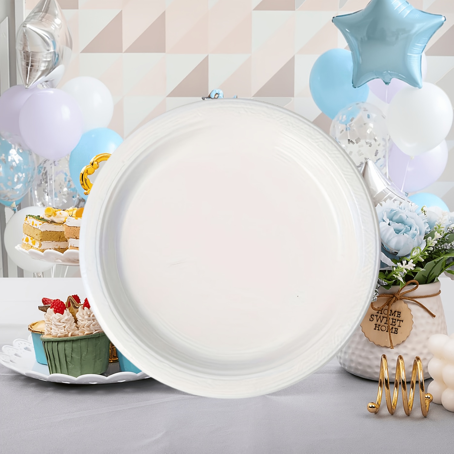 50pcs white disposable plastic dinner plates perfect Temu