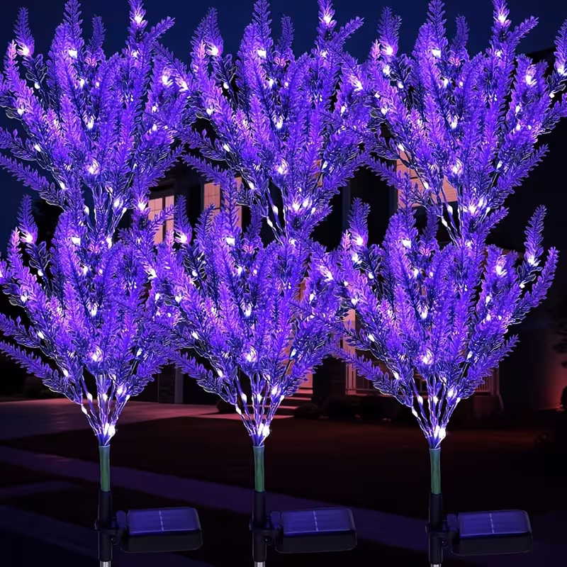 6 buc. lămpi solare cu flori de lavandă | lumini led florale artificiale pentru grădinii exterioare, semi-încastrată, abajur pvc, baterie reîncărcabilă cu Detaliile articolului 0