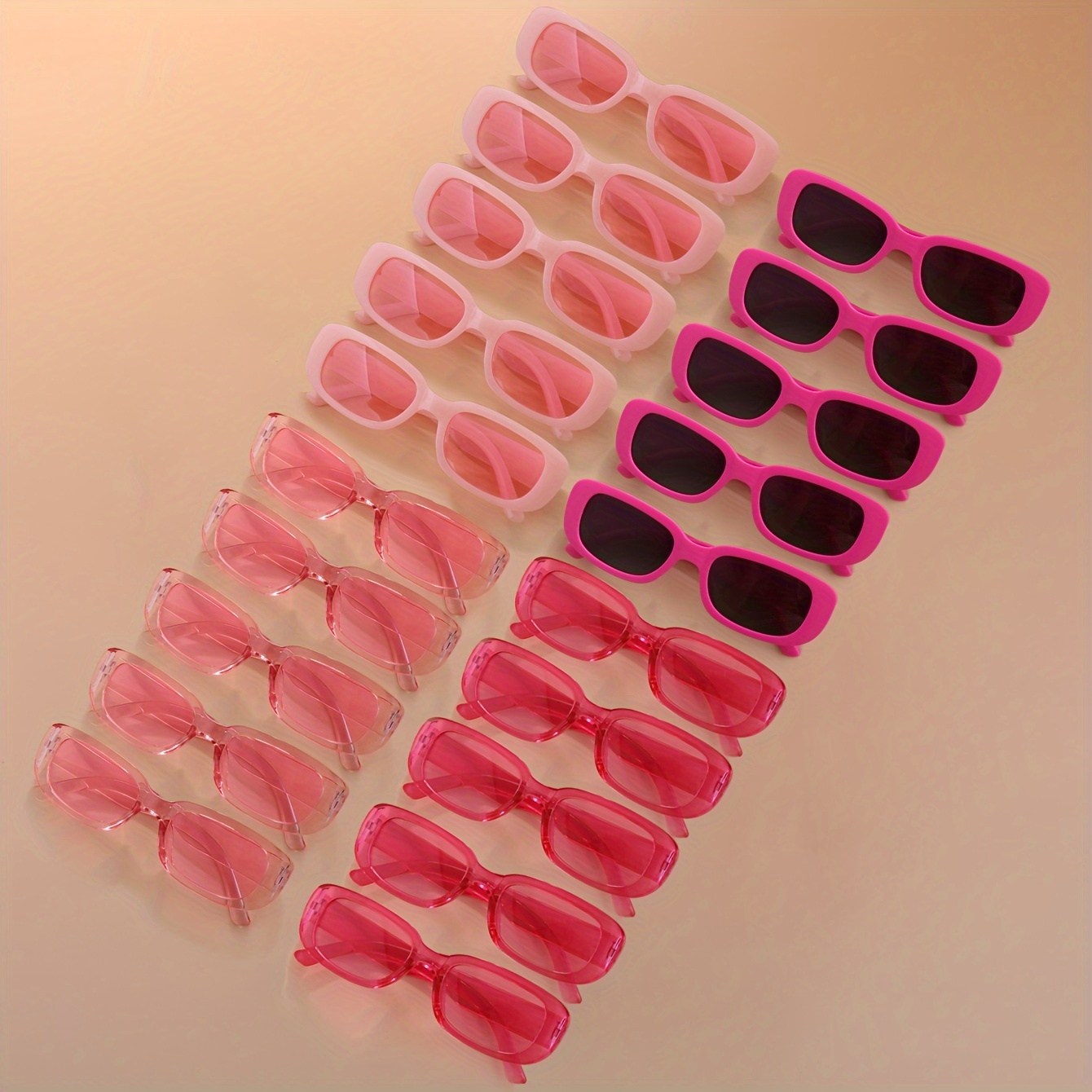 

20pcs Pink Lace Summer Glasses Cute Candy Color Decorative Glasses Square Frame Retro Fashion Trendy Glasses