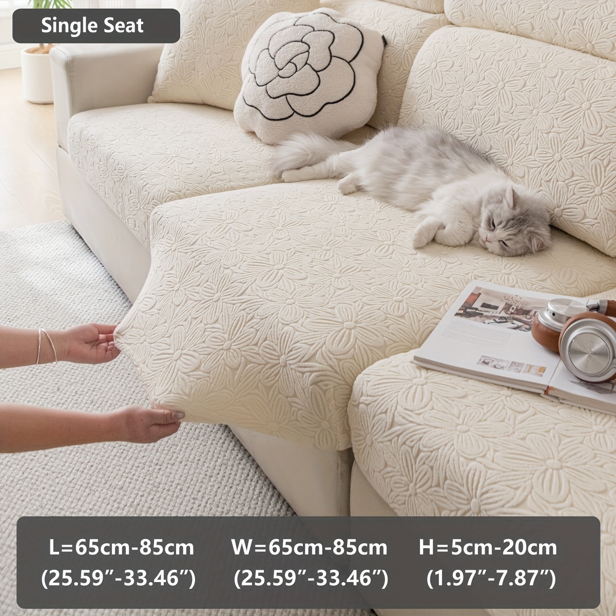 TEMU 1 de Sofá Color Sólido Estilo Elástico Simple con Diseño de , Lavable a Máquina y a , Antirrayas y Antideslizante 360° Protección para Sofás