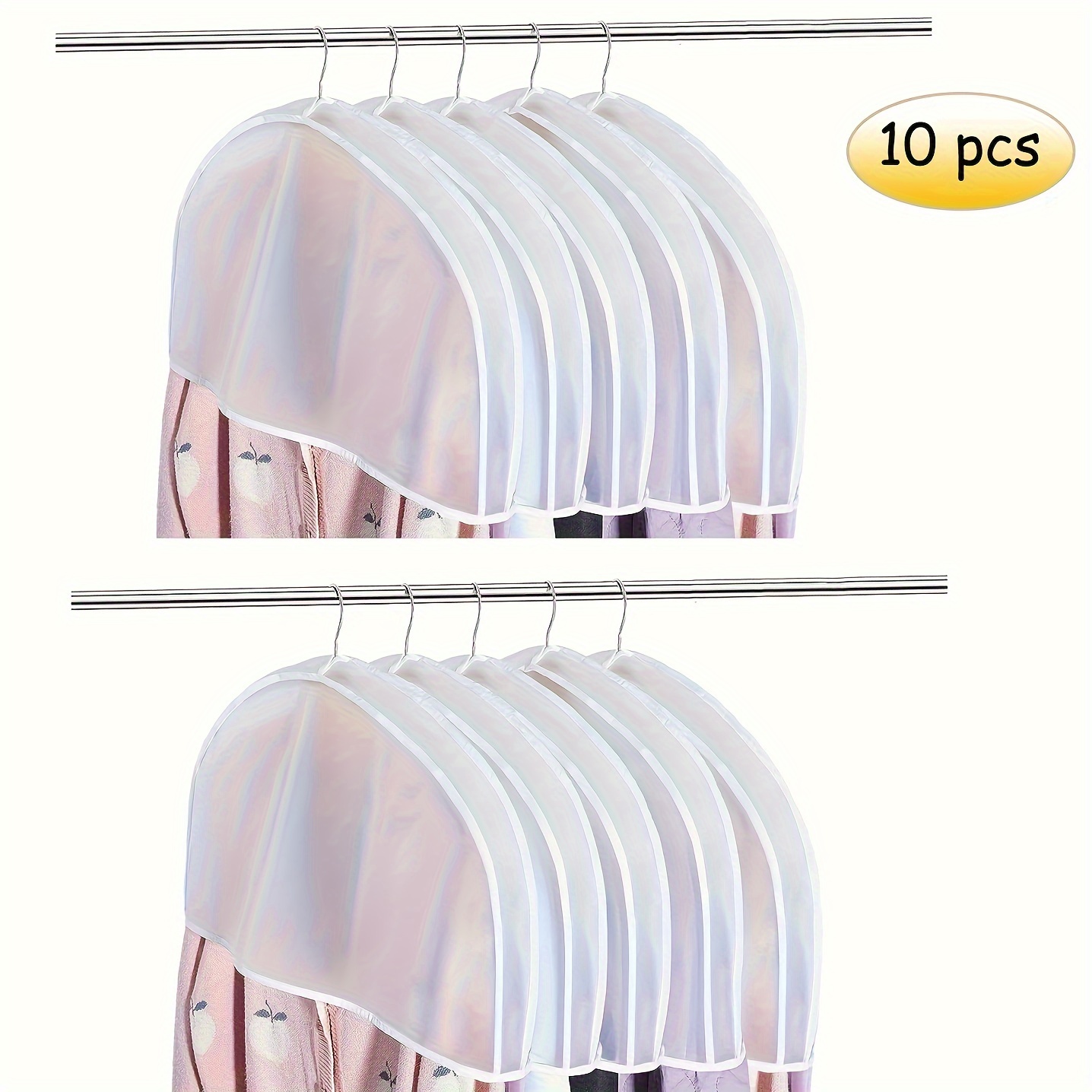 

10pcs Transparent Shoulder Cover Bags, For Clothes Storage, Protects Shirts, Suits, Dresses, Coats, Portable Garment Organizer For Bedroom, Closet, , Dorm Rooms, Supplies, Clothes Accessories