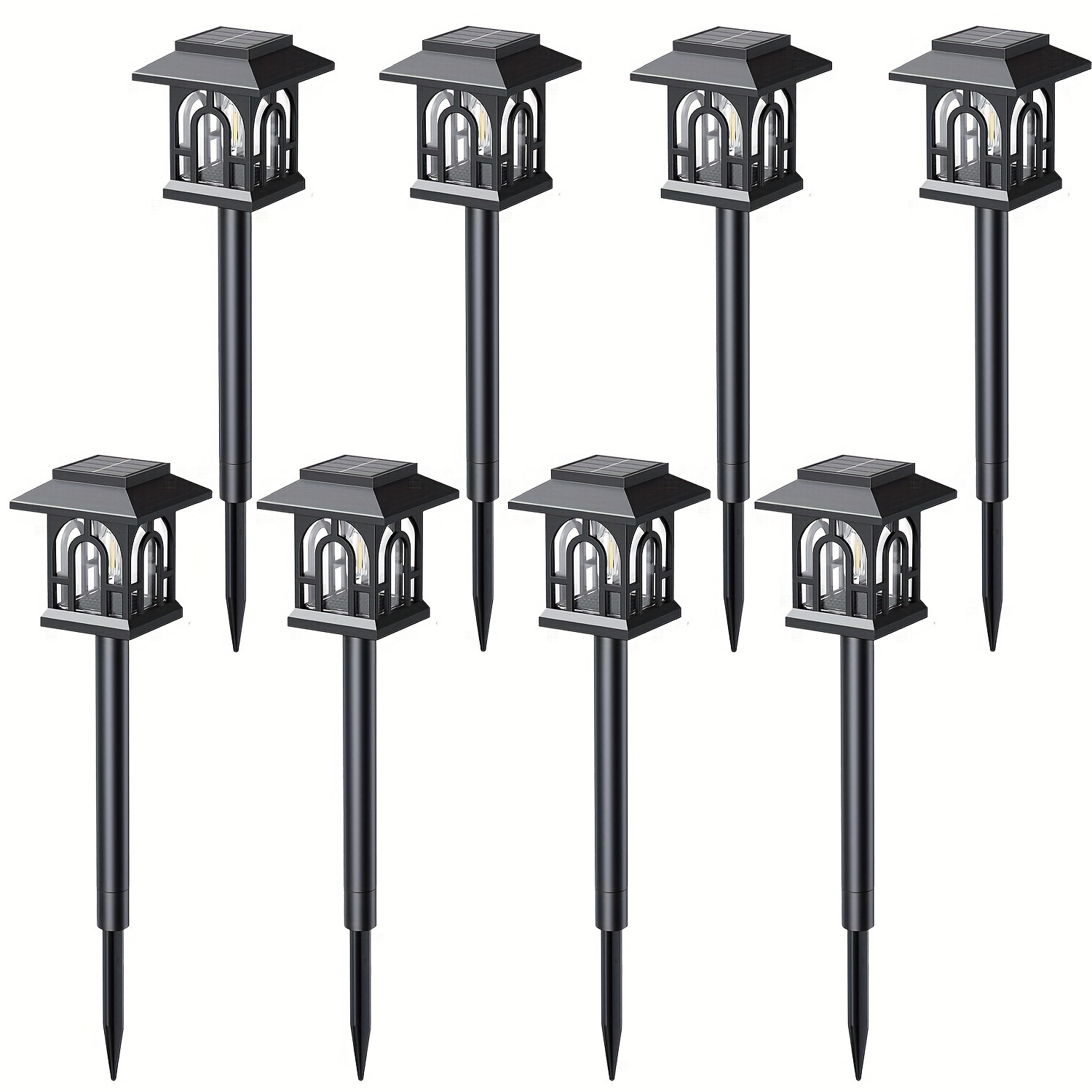 E-shop 4/8 Stück Solar Steckerleuchten, Solarleuchten Außendekoration, Solar Gartenleuchten Wegbeleuchtung, für Garten, Gehweg, Rasen, Terrasse, Hof,