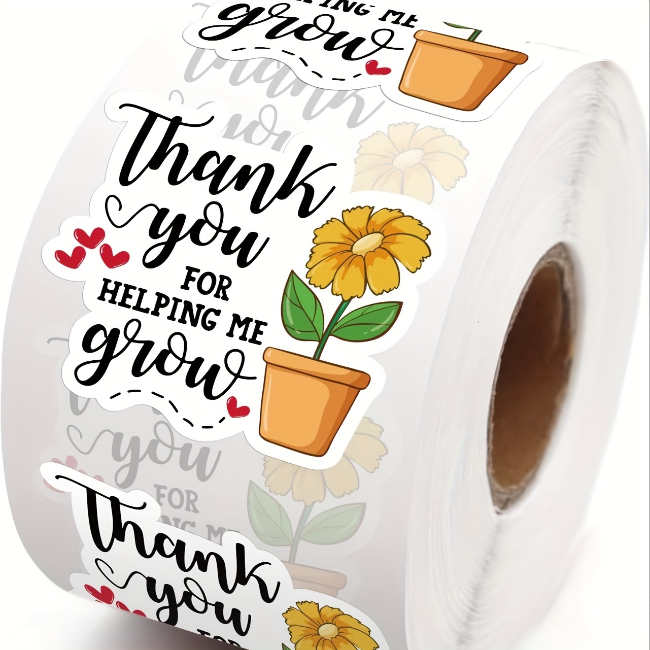 

500pcs/roll, Thank You For Helping Me Grow - 500 Pcs Stickers For Small Businesses And Small Shops As Thank You And Packaging Gift Wrap Sticker