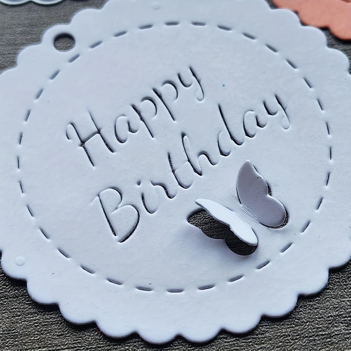 

Exclusive Design 1pc Happy Birthday Tag In Golden With Cutting And Embossing Die