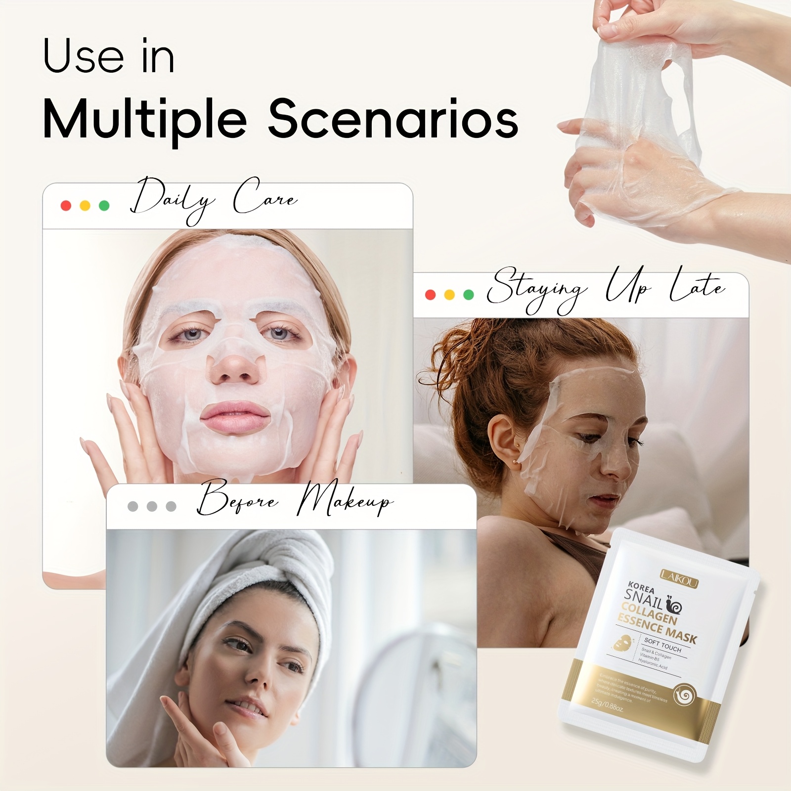 20 komada korejske maske za lice s kolagenom i puževim uljem - maska za ravnotežu vlasišća - maska za lice koja obnavlja sve tipove kože, idealan poklon za rođendan, vo, Majčin dan