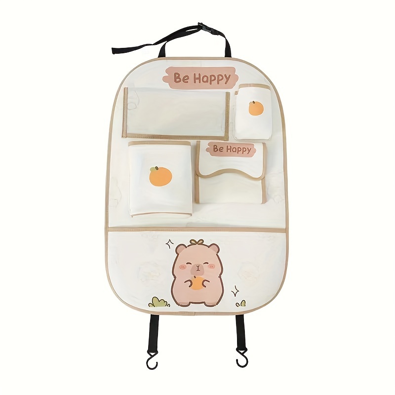 E-shop Auto-Multifunktions-Organizer-Tasche - Niedliche Cartoon-Sitzrücken-, Auto-Mehrfachtaschen-Aufbewahrungsbox, Handyhalter, Getränkehalter,