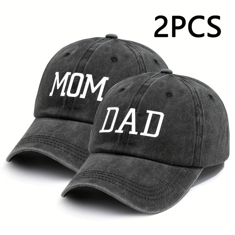 

2pcs, Cool Hippie Curved Brim Baseball Caps, Mom & Dad Print Breathable Mesh Trucker Hats, Snapback Hats For Casual Leisure Outdoor Sports, Father's Day & Mother's Day