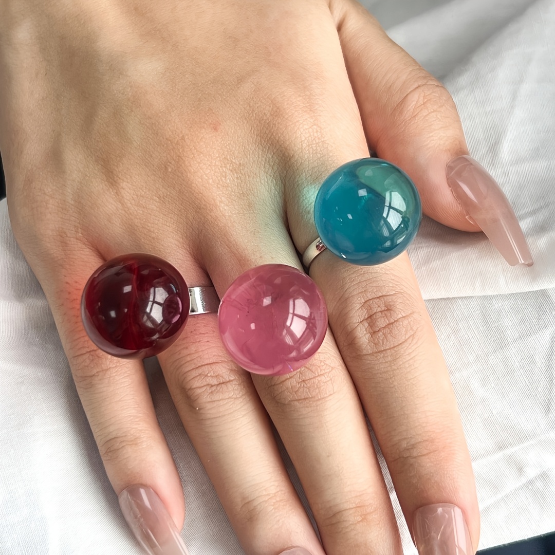 3pc Transparent Resin Rings Set for Women, Minimalist