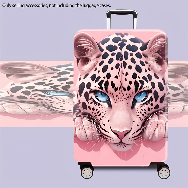 TEMU Suitable For Travel & Pink Leopard Face Luggage Cover - High Elasticity Anti-scratch Protective Case Compatible For 45.72-81.28cm Suitcases,