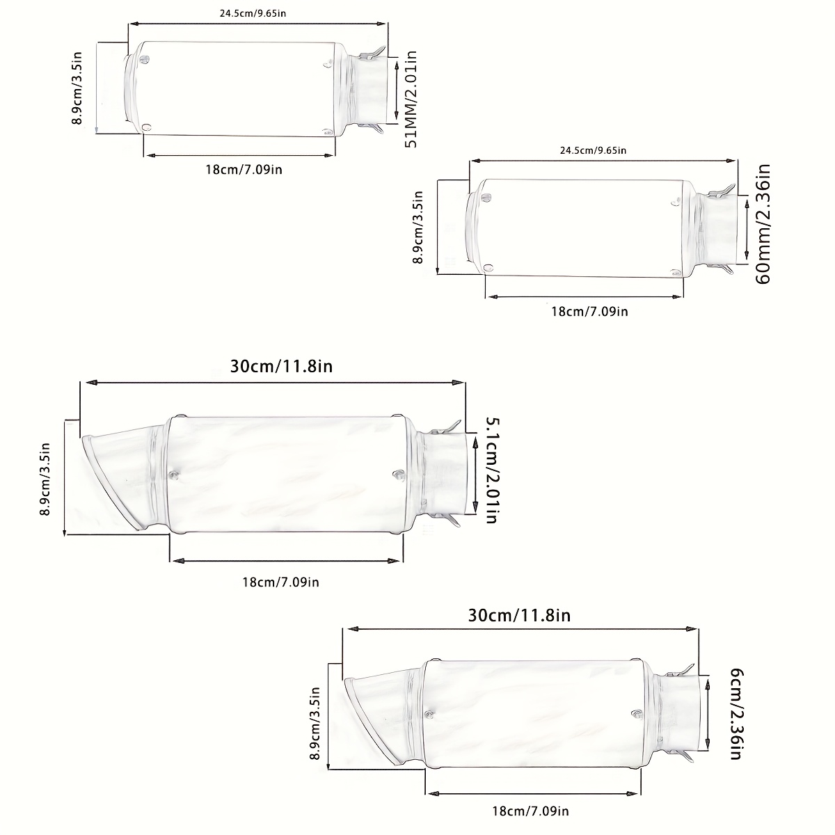 1pc 51mm universal motorcycle exhaust pipe stainless steel       street scooters sports bikes motorcycle accessories aesthetic upgrade   construction details 1