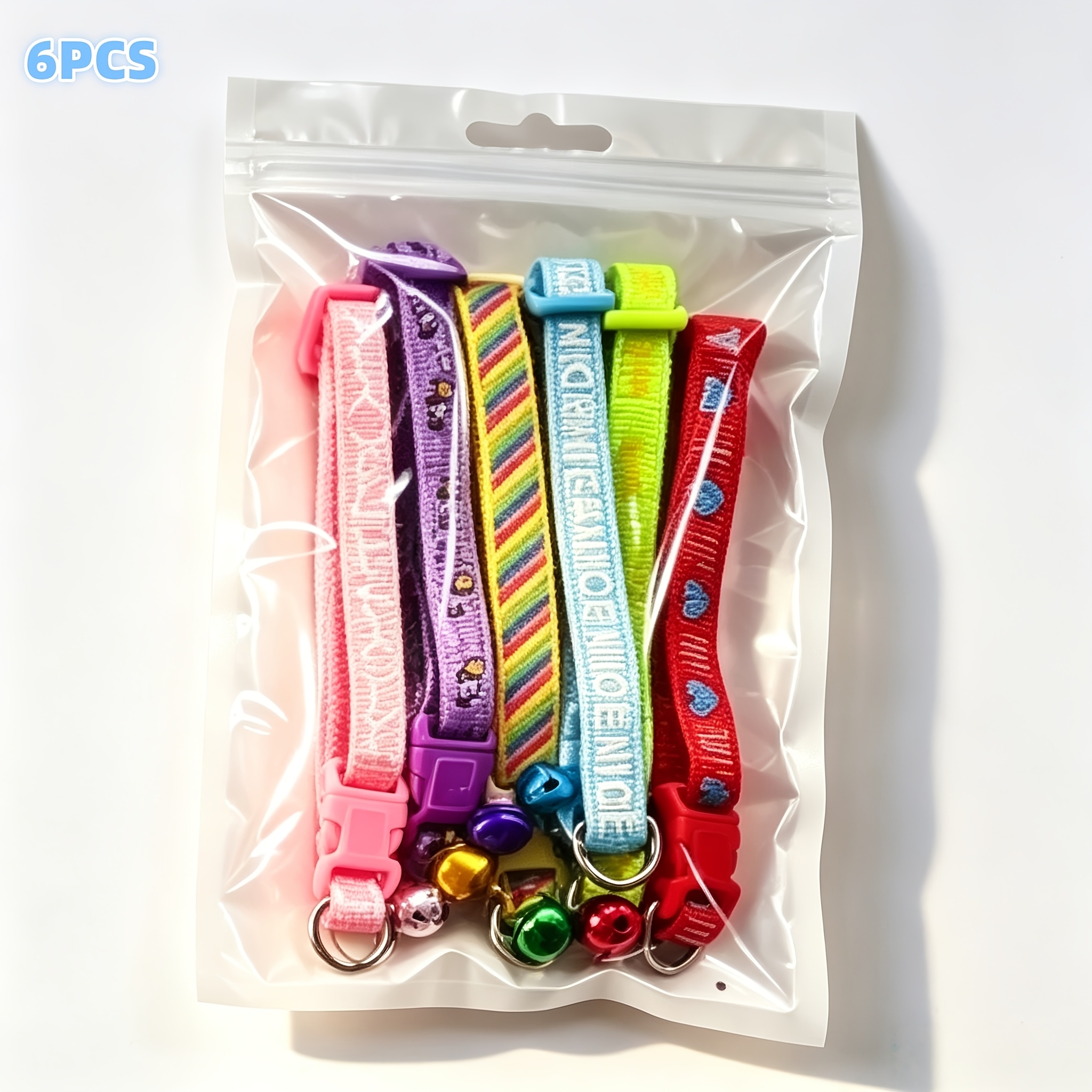 TEMU 6pcs/10pcs Random Style Pet Collars, Adjustable Collar , Cute Printed Neckband For Puppies And Kittens, Without Battery