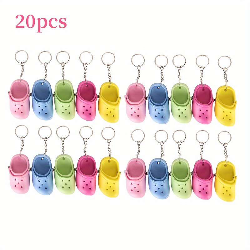 

20-piece Mini Croc Keychains - Silicone Shoe Charms In 5 Colors, Reusable & Portable Accessory For Bags & Keys, Perfect Gift For Women, Men, Girls, Boys