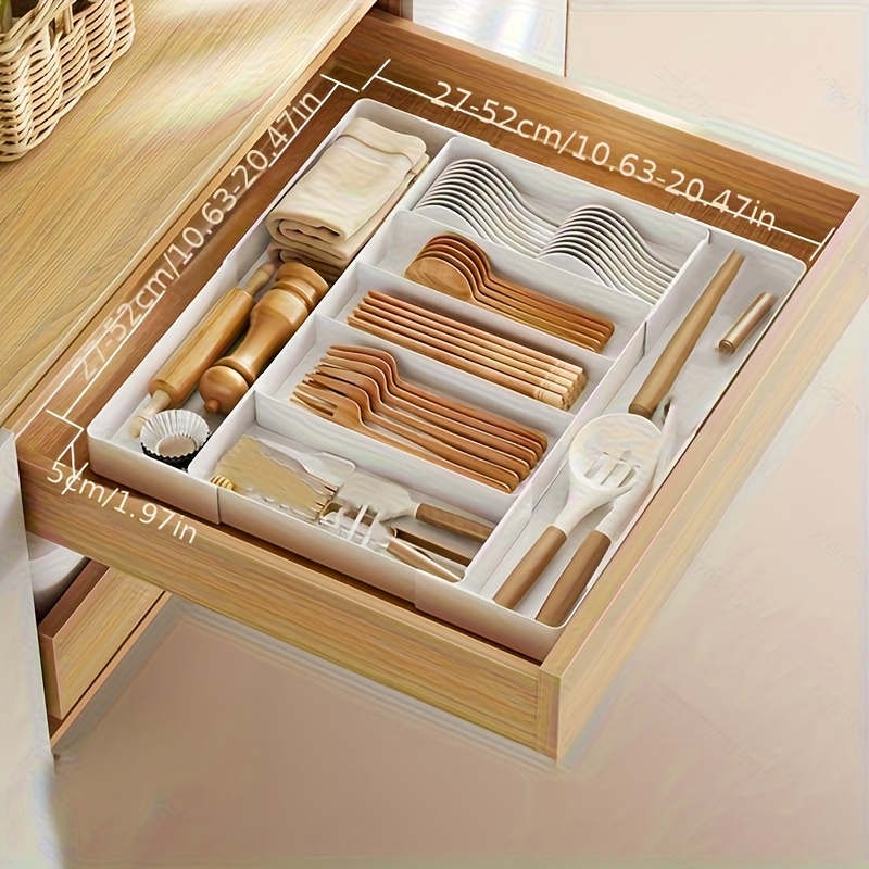 Expandable Drawer Organizer Adjustable Kitchen Utensil Tray