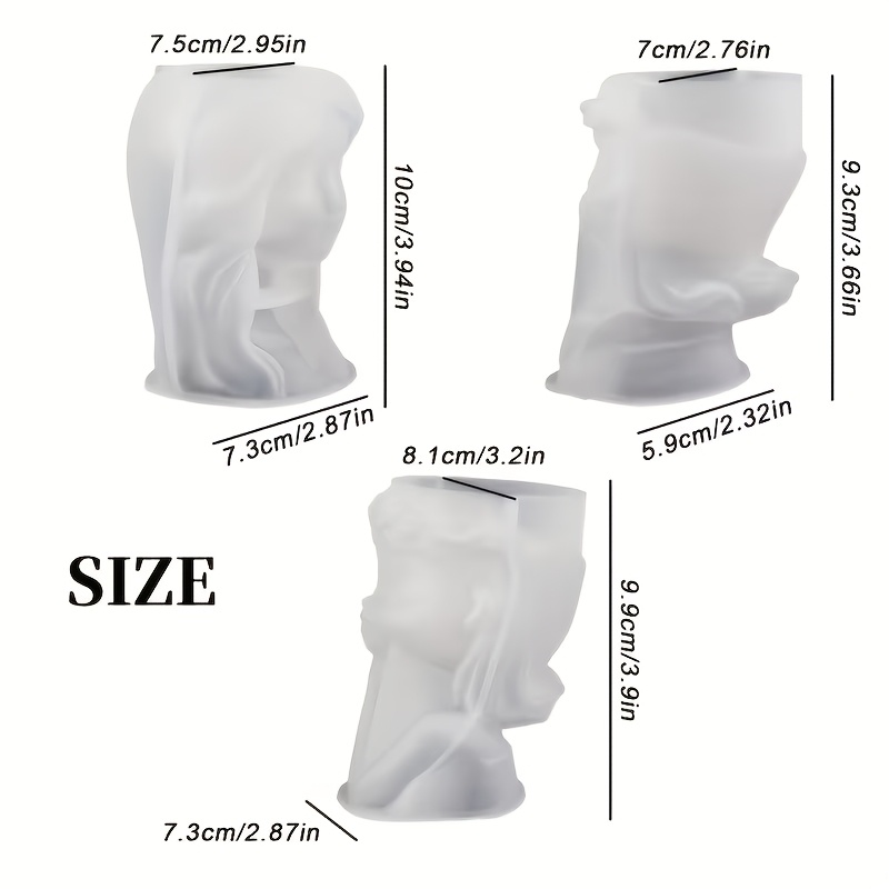 TEMU Resin Mold 3pcs Shaped Flower Pot Succulent Dropping Resin Mold Set, Closed- Smiling Storage Jar Gypsum Cement Silicone Mold, Portrait Candle