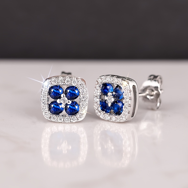Square Drop Earrings with Cubic Zirconia, Perfect for Engagements & Parties