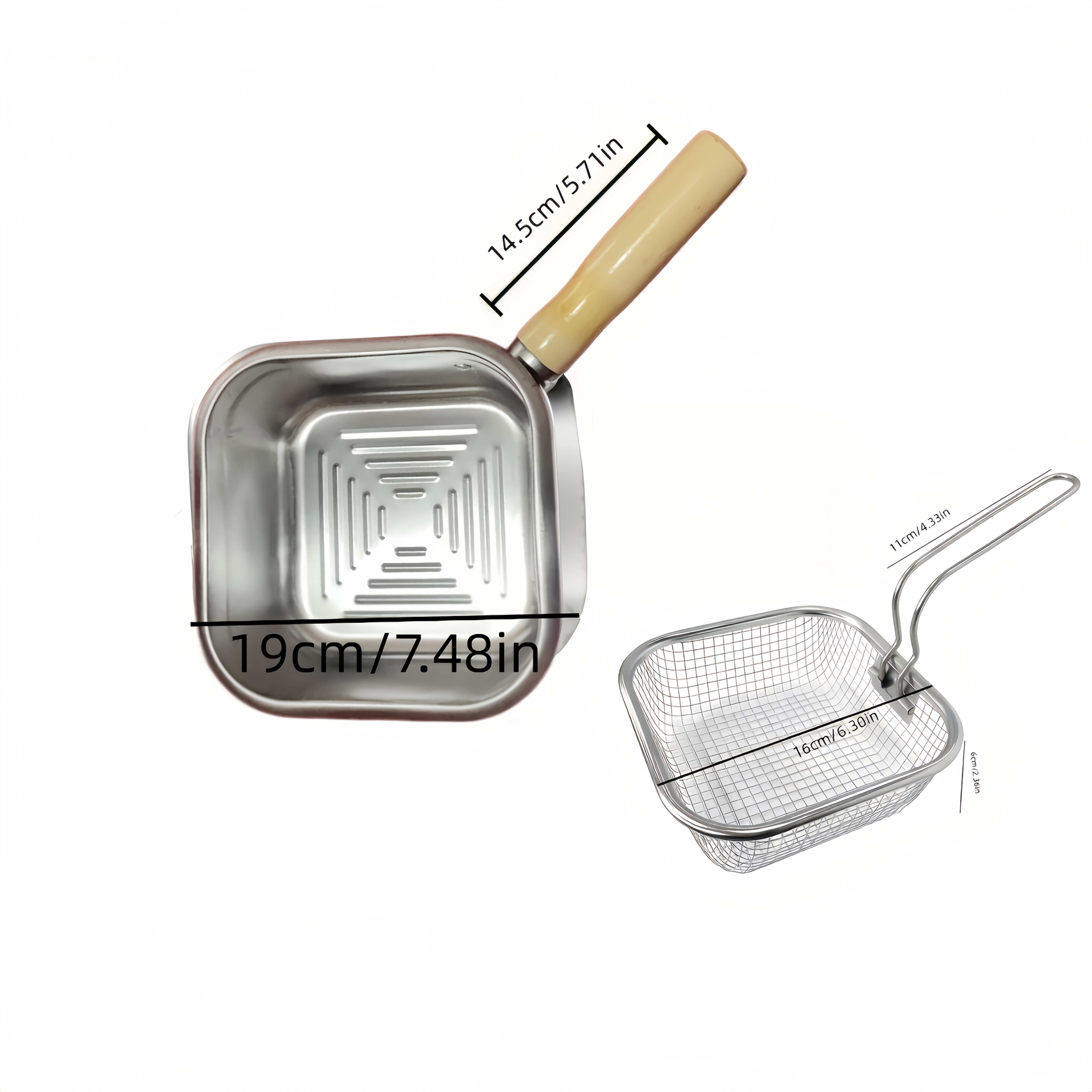 E-shop Lebensmittelechtes Edelstahl-Fritteusen-Set, Induktions- Gasherdkompatibel, Leicht zu Reinigen, Ideal für Zuhause Camping, für Pommes Frites ,