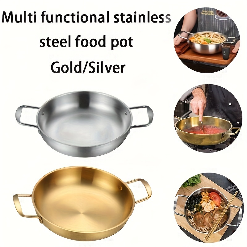 

10.82" Stainless Steel Cooking Pot - Multi-use For Soup, Noodles & Hot Pots - Perfect For Kitchens, Restaurants, And Outdoor Parties - Gold/silver
