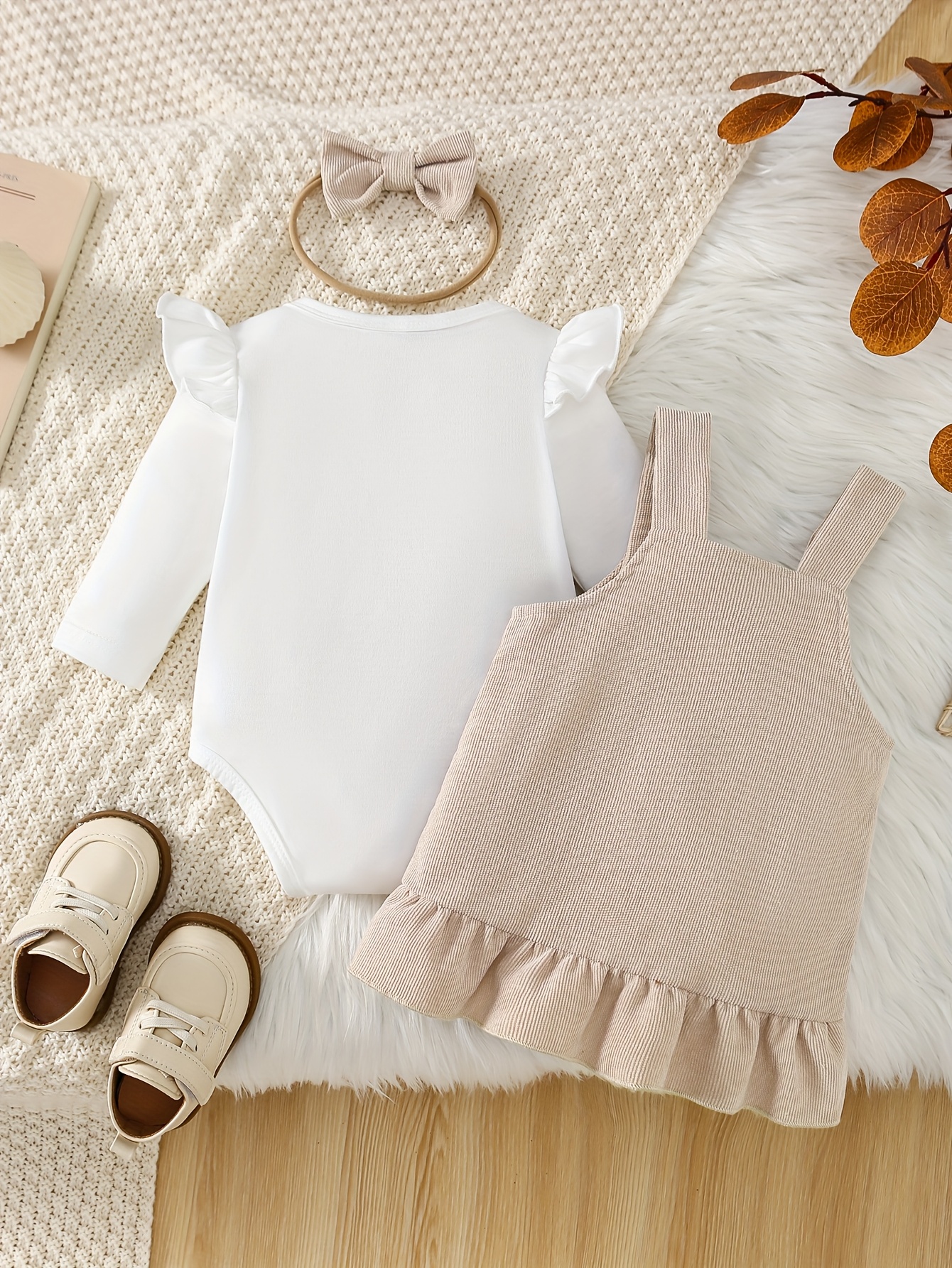 3pcs baby girls autumn outfit cute long sleeve bodysuit - Temu Bahrain