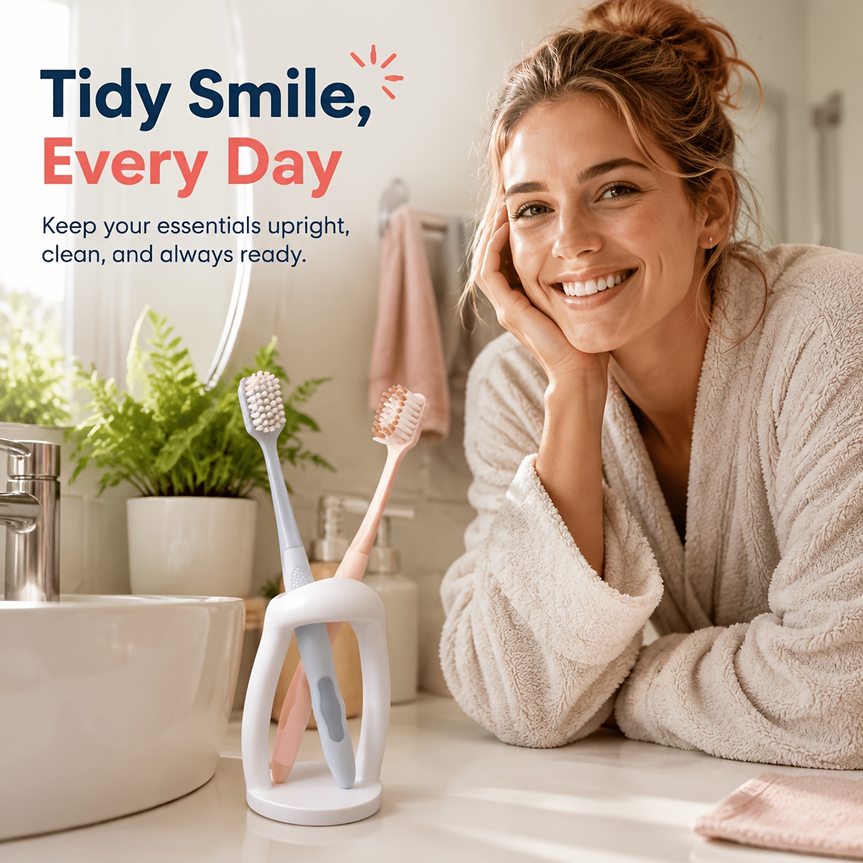 TEMU 1 porte-brosse à dents minimaliste de style nordique - Cadeau pratique et élégant pour chambre, salle et décoration intérieure