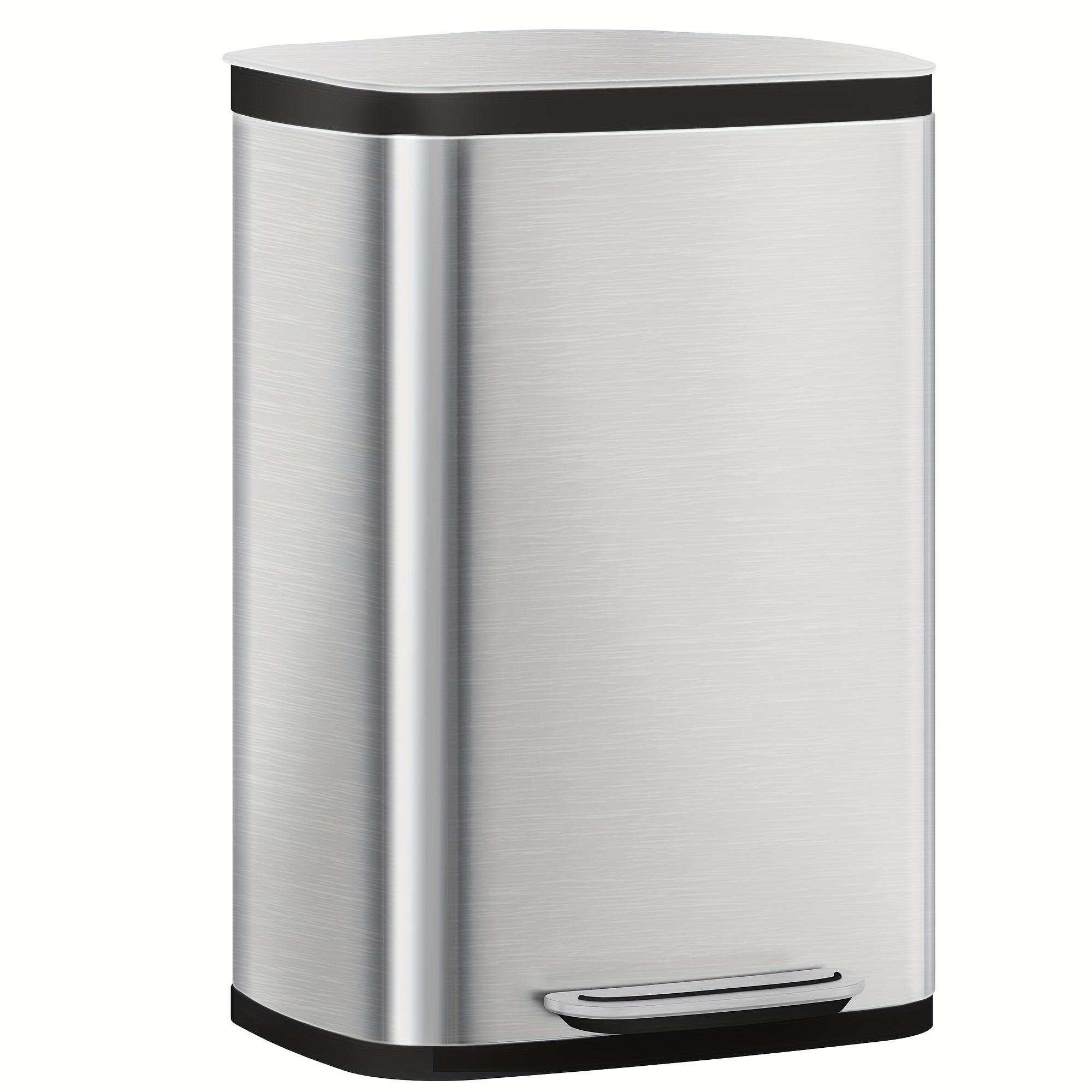 Kitchen Trash Can, 50 , Foot-operated, With A Slow-close Lid And Inner Bucket, Includes 15 Trash Bags, Made Of Steel