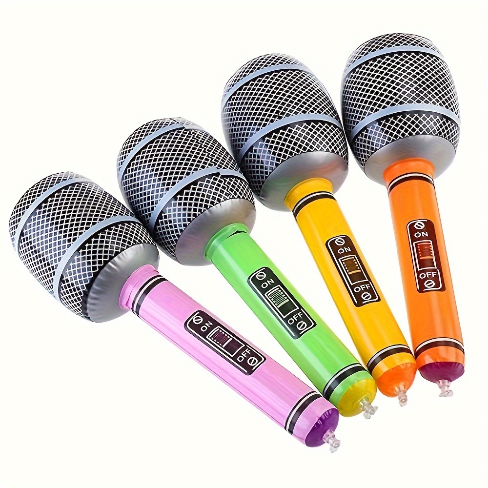 

4pcs, Interactive & Vibrant Inflatable Microphones - Perfect Party Props And Musical Decor, Birthday Party Decor, Holiday Carnival Party Supplies
