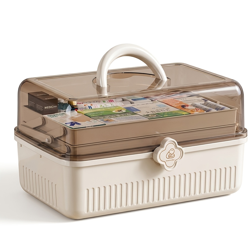 Image of 1pc [large Size] High-quality Plastic Medicine Box, Storage Space, , Multifunctional Flip Type Household, For , Portable For Home And Travel