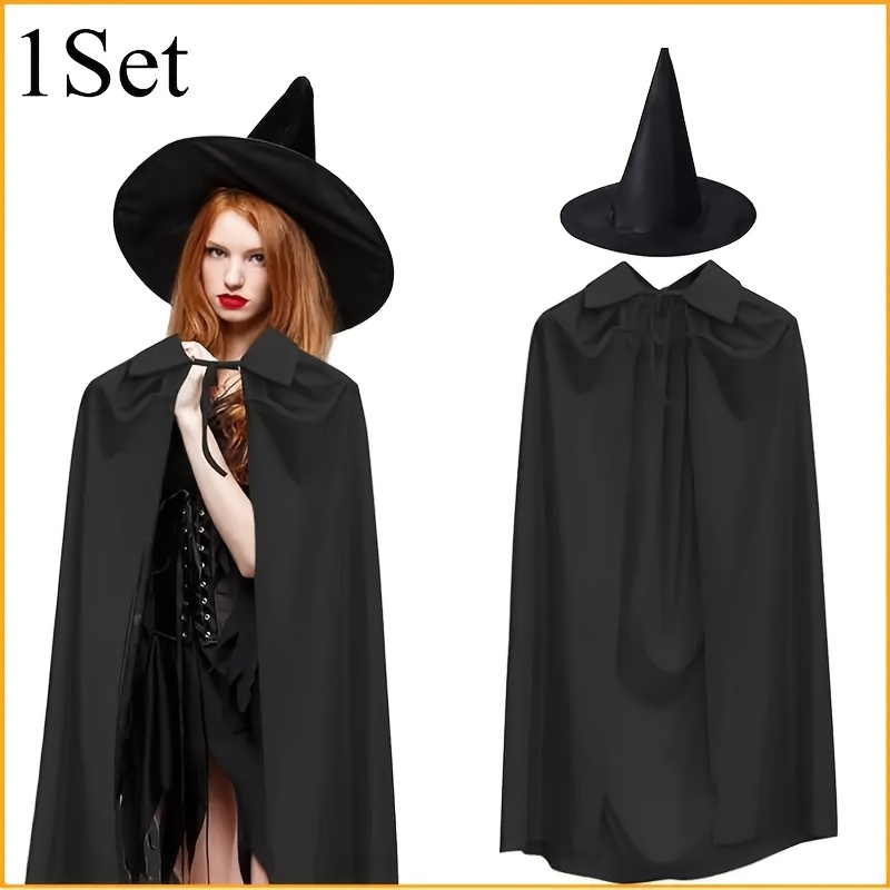 TEMU Cloak And Party Hat Set, Suitable For Death Vampire Cloak Party Costumes, Vampire Costumes, Suitable For Theme Parties, Events, Mask
