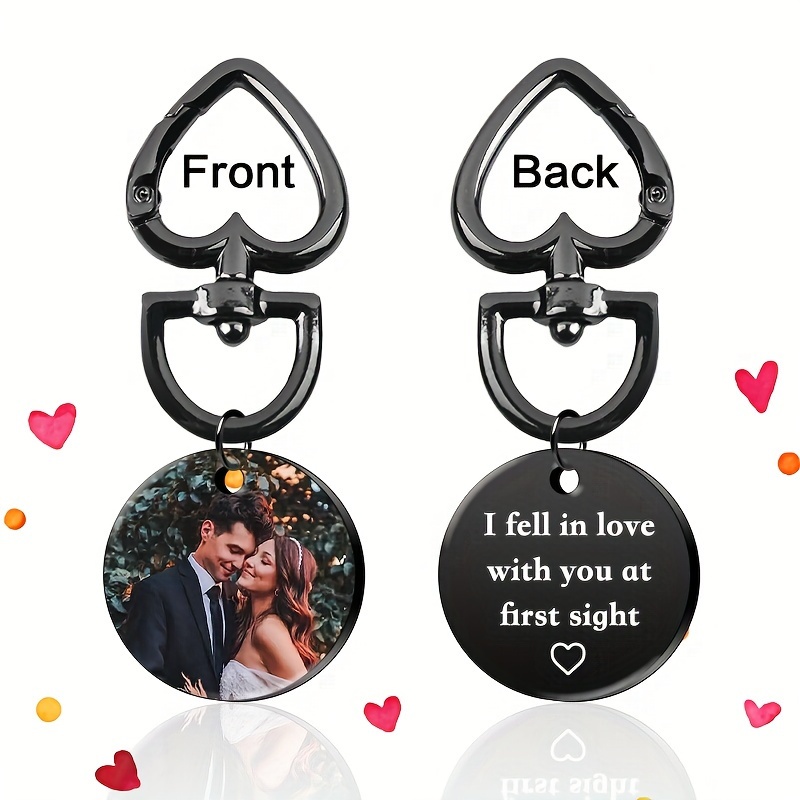 

Customizable Photo & Text Keychain - Personalized For Couples, , Family - Stainless Steel, Non-plated, Funky Style - Ideal For Anniversary, Thanksgiving, Christmas Gift