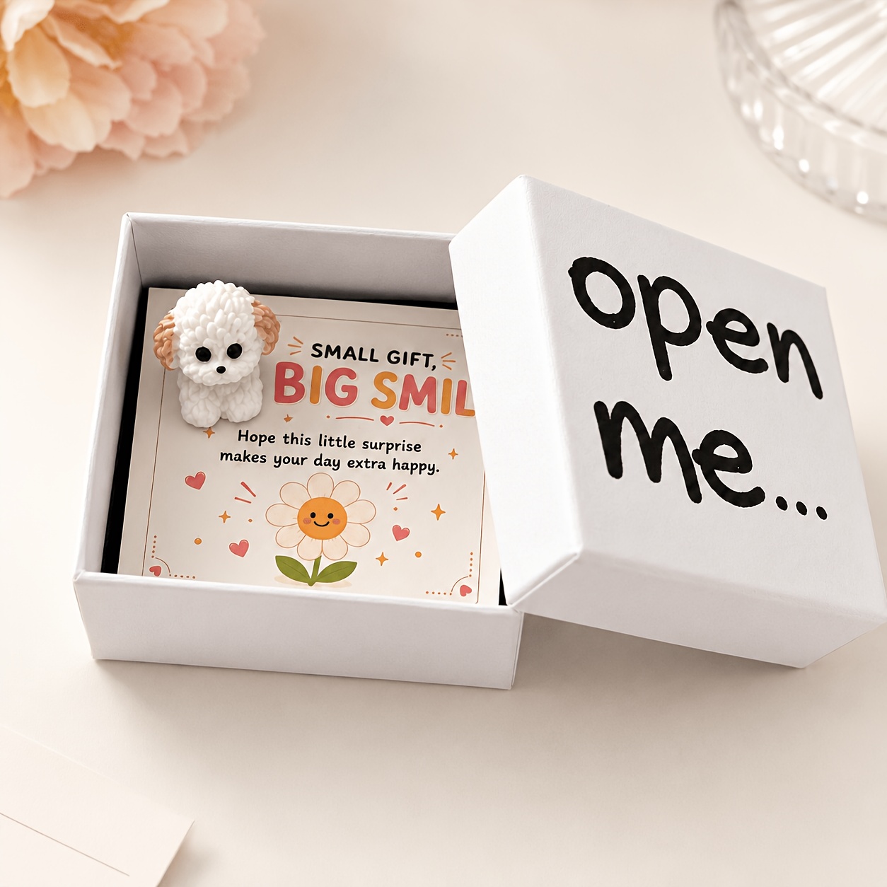 TEMU Mini Curly Gift Box, Small Gift Warm Blessing Card And Cute Puppy Decoration, Small Present For , , Colleagues, Family, Suitable For Birthday,