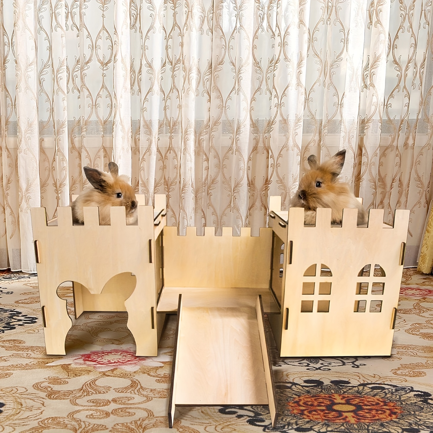 wooden rabbit castle playhouse stairs Temu Canada