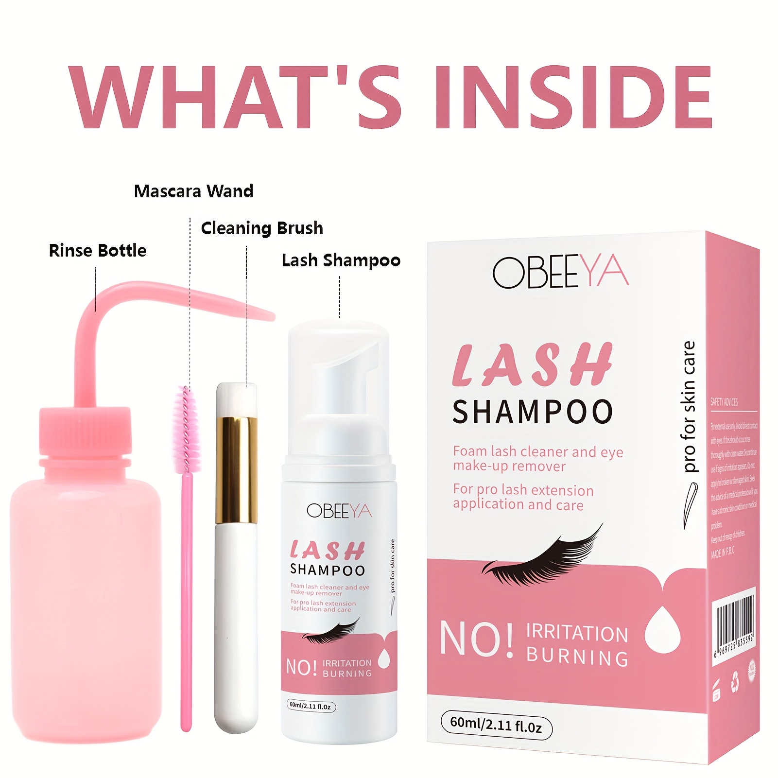 eyelash cleanser shampoo foam rinse bottle brushes eyelid cleanser for makeup remover paraben sulfate free for salon and home use details 2