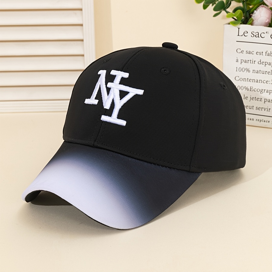 TEMU Baseball Cap, Embroidered Gradient Brim Hat, Adjustable Snapback Sun Hat, Casual Streetwear Baseball Cap For Men And Women, Fashionable Sports