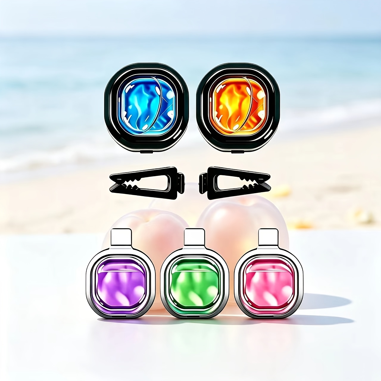 Image of 5pcs Car Perfume Air Vent Clips, Premium In-car Decorative Additions, Fragrance For Relaxation, Wood And Fruit Floral Scent, Multiple Fragrance Options , Long-lasting Scent, No Batteries Required