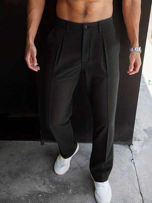 mens dress pants straight leg business casual trousers with belt loops and button closure suitable for office semi formal occasions spring and autumn beige versatile for everyday and formal wear with zipper closure