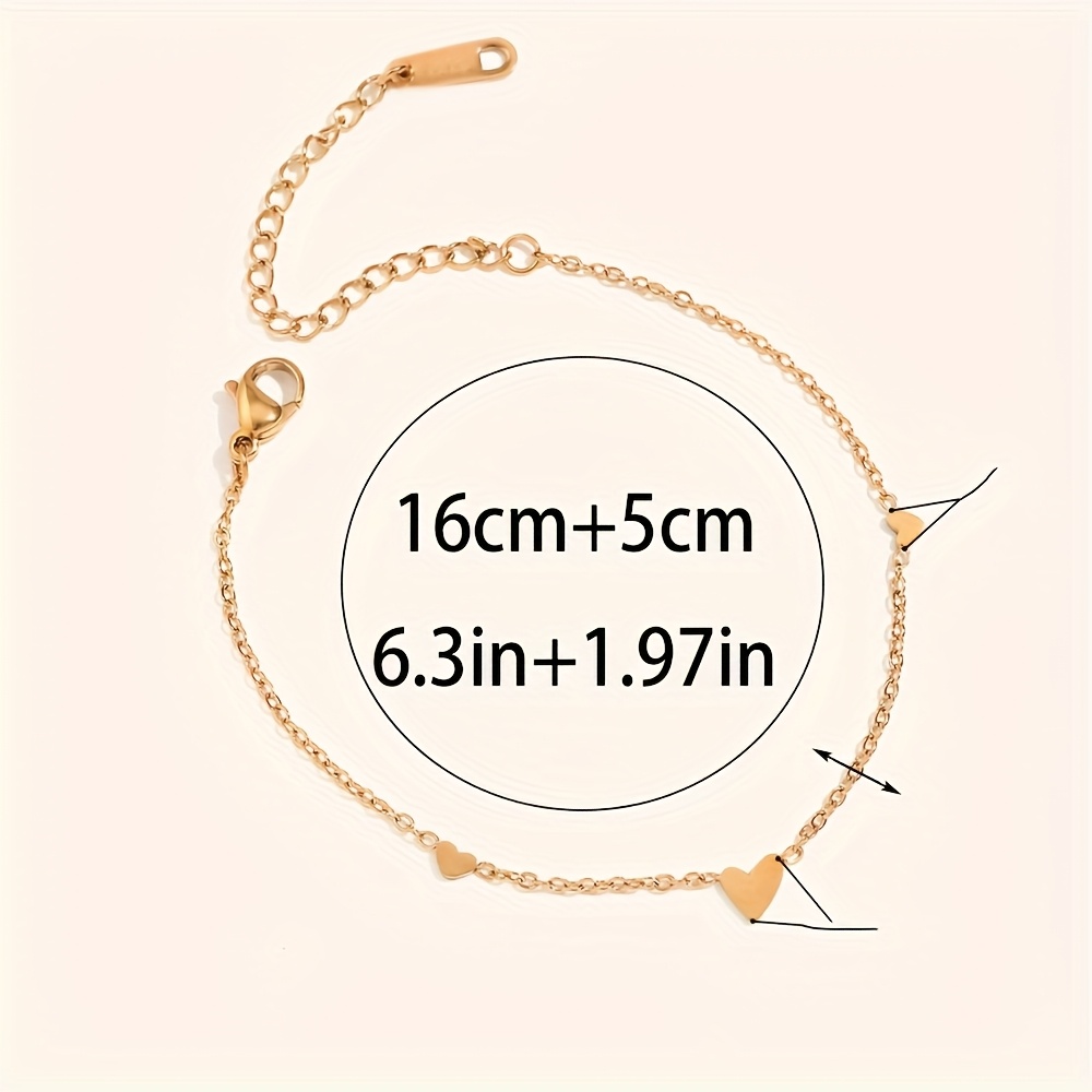 Heart-Shaped Stainless Steel Pendant Bracelet, Women's Gift