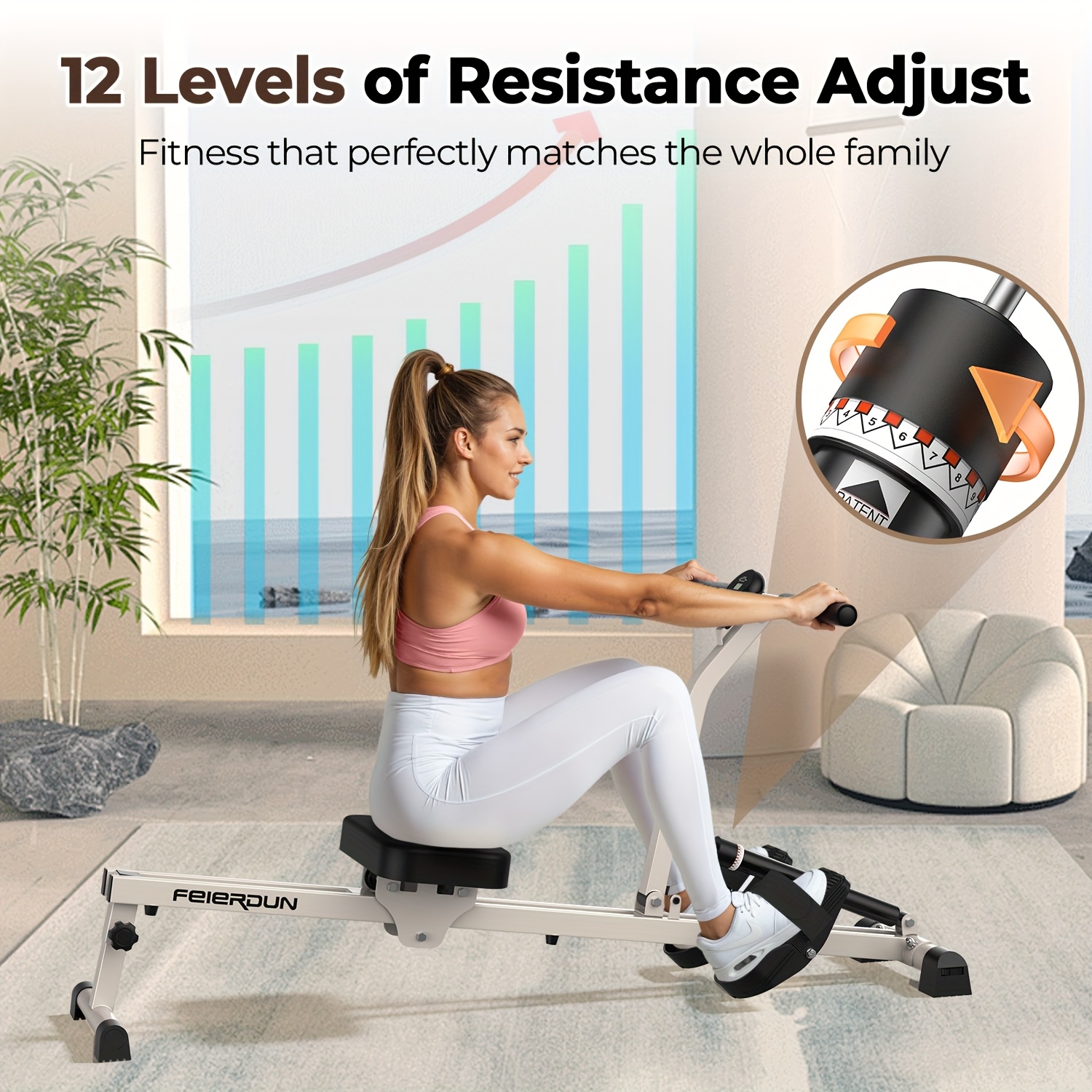 [Magnetic Rowing Machine] SRIFY Heavy-Duty Full-Body Magnetic Rowing Machine - Silent Glide Technology, Comfortable Padding, Foldable Frame - 350LBS Weight Capacity For Home Gym Workouts, Compact Design, Full-Body Training, No Battery