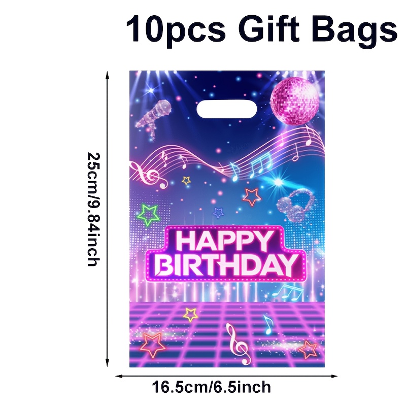 TEMU Cadeau pour Elle/Lui Lot de 10/25/50 Sacs de Fête Magiques sur le Thème de la Musique avec Poignées, Convient pour Anniversaires, Décorations ,