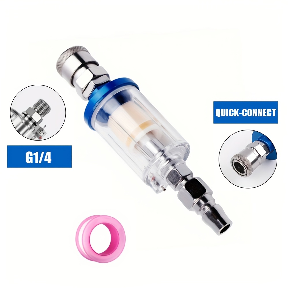 1/4 Zoll Druckminderer Wasserabscheider Kompressor Manometer 1/4 Zoll Druckluft-Druckminderer Mit Filter & Wasserabscheider – Kompressor Zubehör Mit Manometer, Aluminium, 40 Mikron Filtration