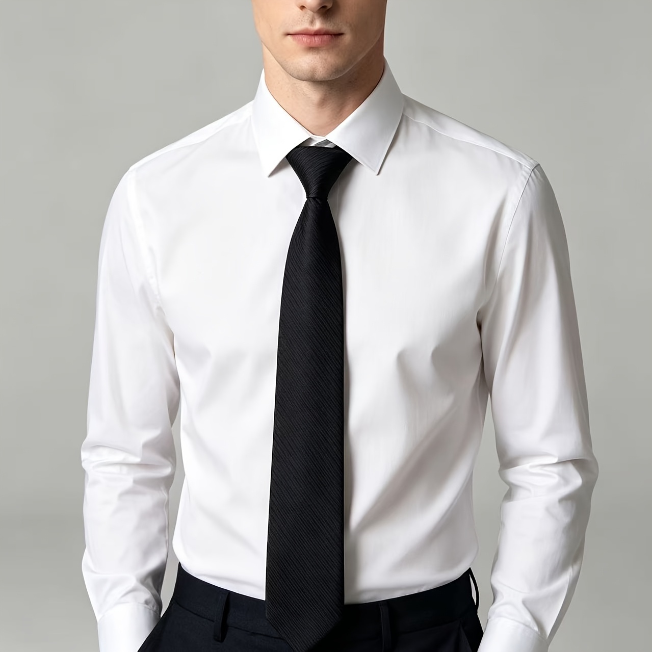 TEMU Schwarze Business-Krawatte für Herren, Herren-Accessoire, leicht zu tragen und zu transportieren, für verschiedene Anlässe geeignet,