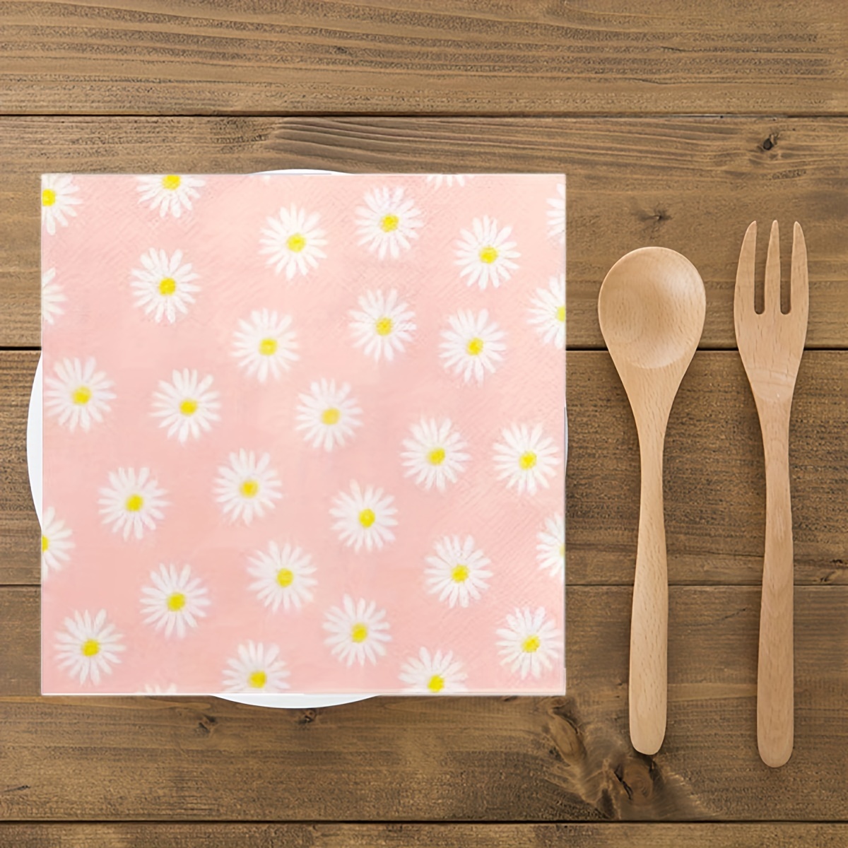 

40pcs Daisy Party Theme Napkins - 2-ply Pink Floral Paper Towels With Yellow Daisy Design For Birthday, Home & Decorations, Birthday Party Decorations