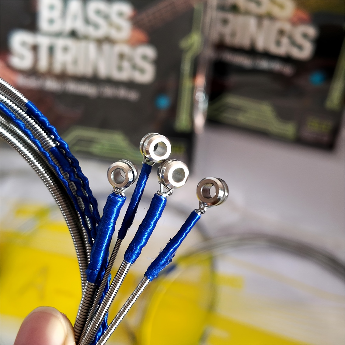 TEMU Nickel-plated String Set Long Wrap Around String Including 2 Guitar Picks High-carbon 45100/545125 String With No.6 Bigger Ball End