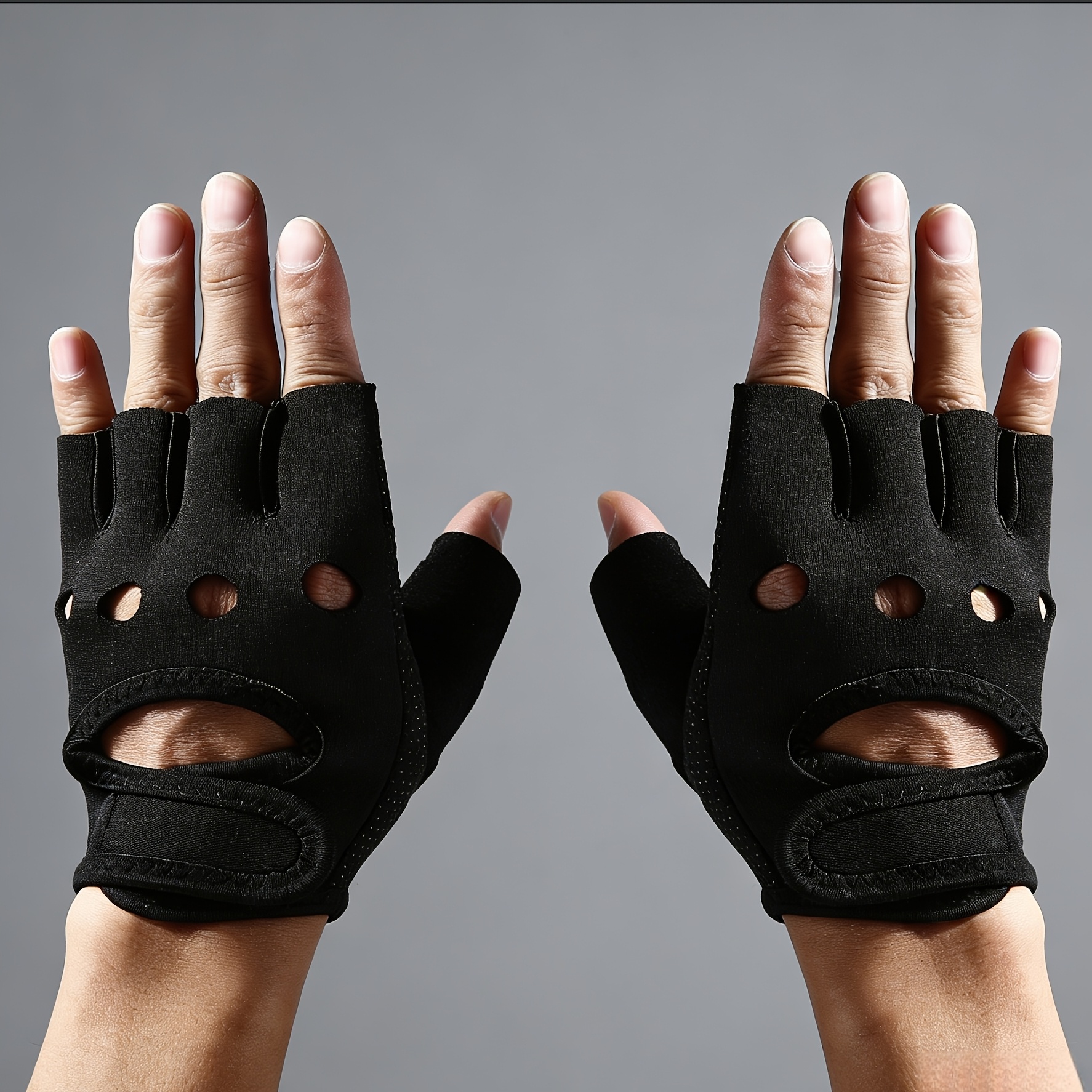 E-shop 2 Stk. Fitness-Trainings-Halbfingerhandschuhe gegen Scheuern mit rutschfestem Silikon dicker Handballenpolsterung für Männer Frauen,